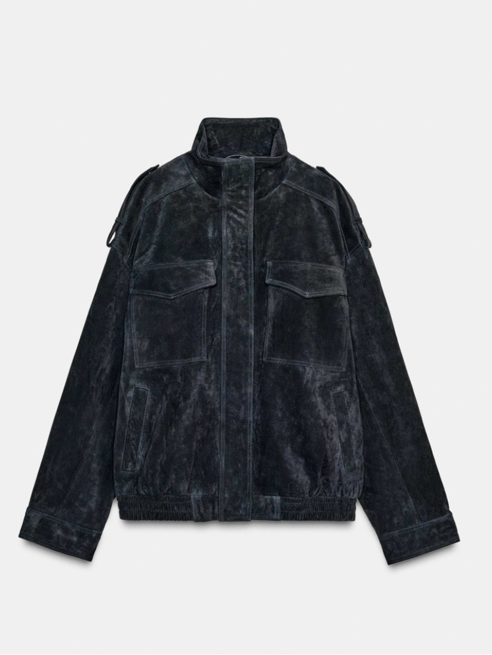 Zara Navy Blue Suede Bomber - like new